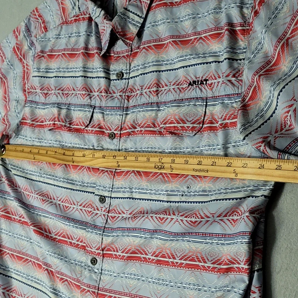 Ariat VentTEK Shirt Mens XL Blue Red Southwestern Aztec Classic Fit 10039448